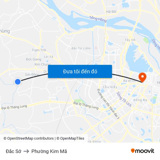 Đắc Sở to Phường Kim Mã map