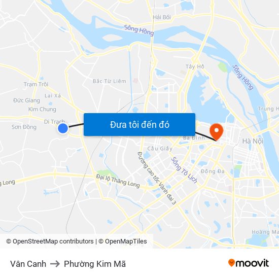 Vân Canh to Phường Kim Mã map