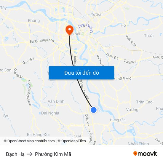 Bạch Hạ to Phường Kim Mã map