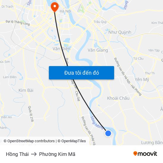 Hồng Thái to Phường Kim Mã map