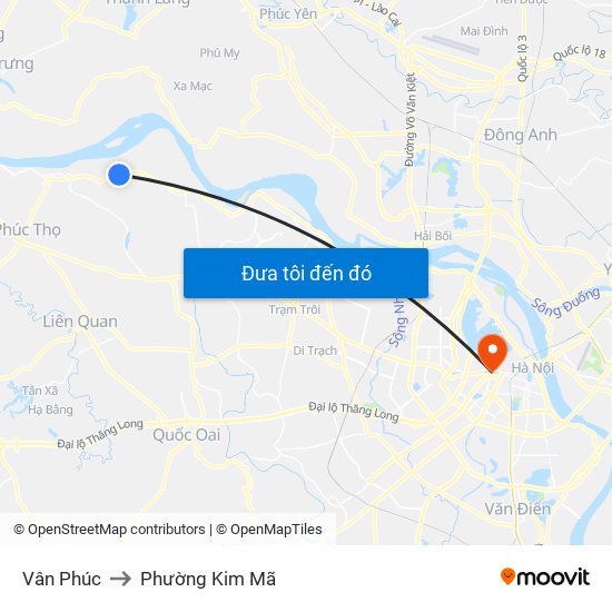 Vân Phúc to Phường Kim Mã map