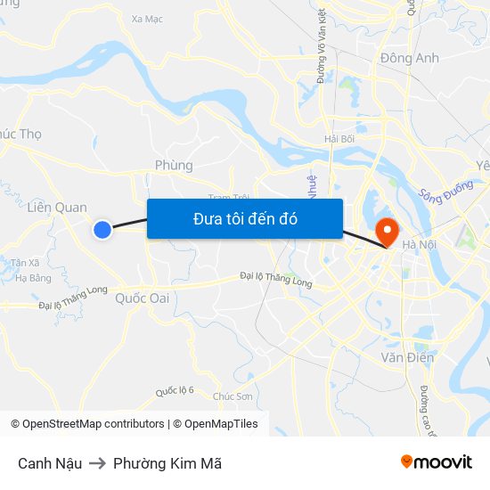 Canh Nậu to Phường Kim Mã map