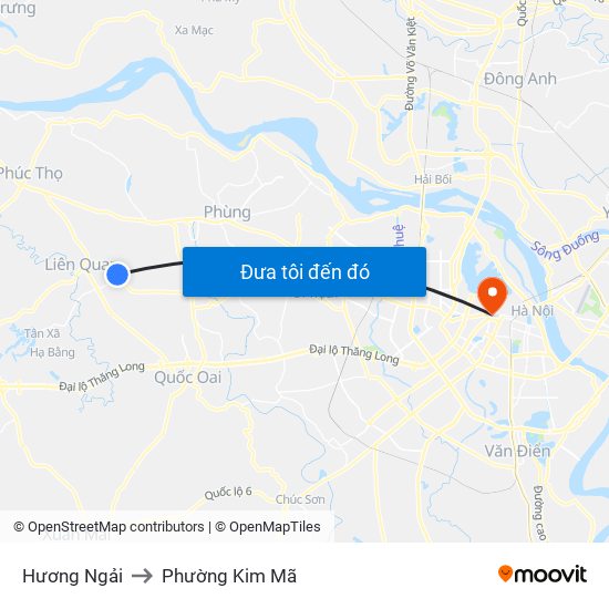 Hương Ngải to Phường Kim Mã map