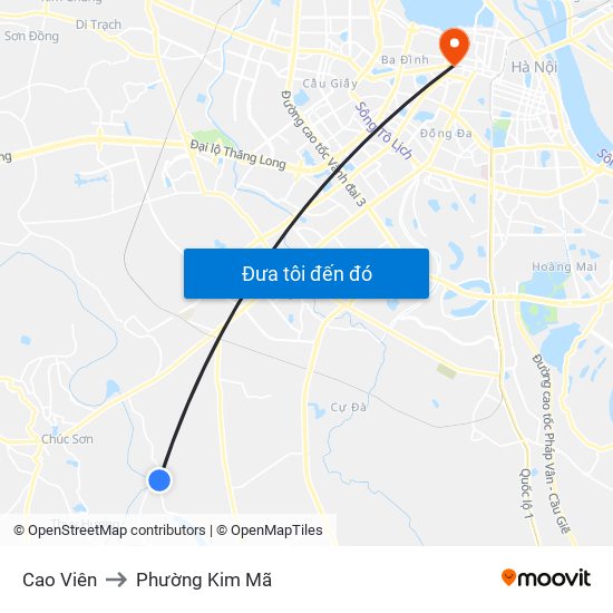 Cao Viên to Phường Kim Mã map