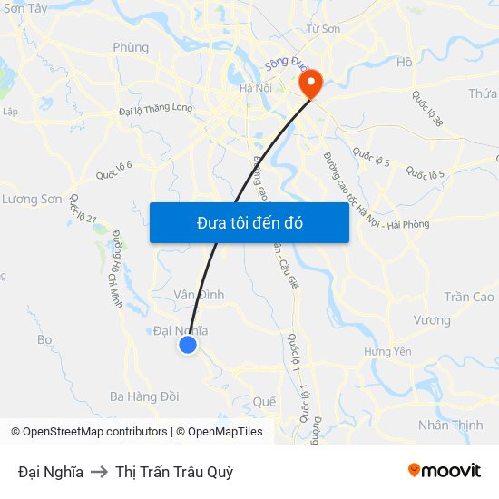 Đại Nghĩa to Thị Trấn Trâu Quỳ map