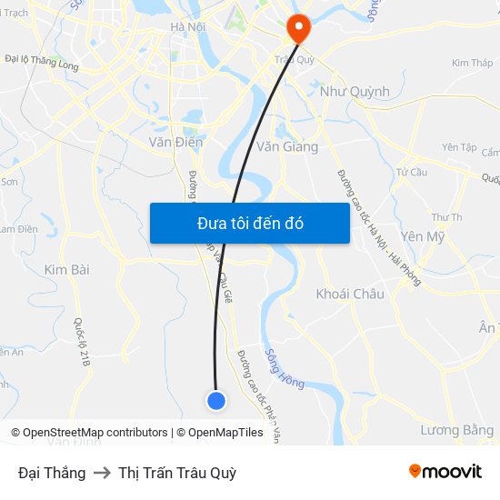 Đại Thắng to Thị Trấn Trâu Quỳ map