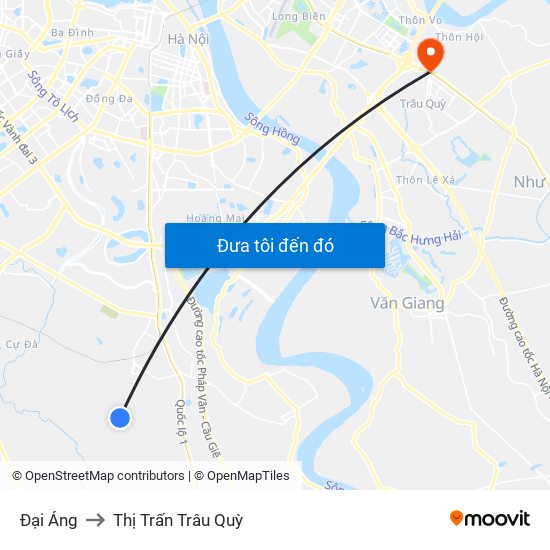 Đại Áng to Thị Trấn Trâu Quỳ map