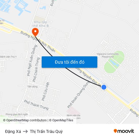 Đặng Xá to Thị Trấn Trâu Quỳ map