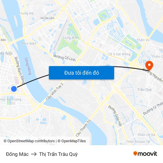 Đống Mác to Thị Trấn Trâu Quỳ map