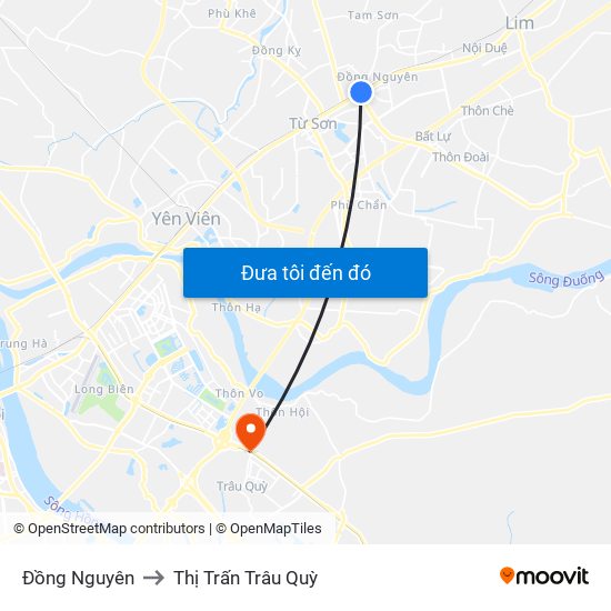 Đồng Nguyên to Thị Trấn Trâu Quỳ map