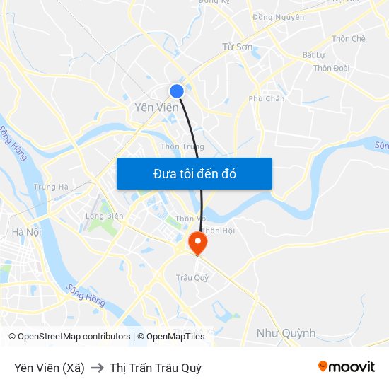 Yên Viên (Xã) to Thị Trấn Trâu Quỳ map