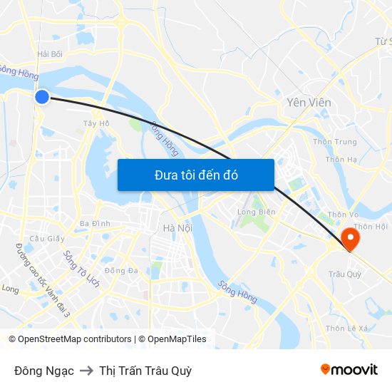 Đông Ngạc to Thị Trấn Trâu Quỳ map