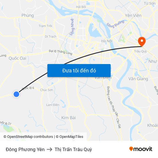 Đông Phương Yên to Thị Trấn Trâu Quỳ map