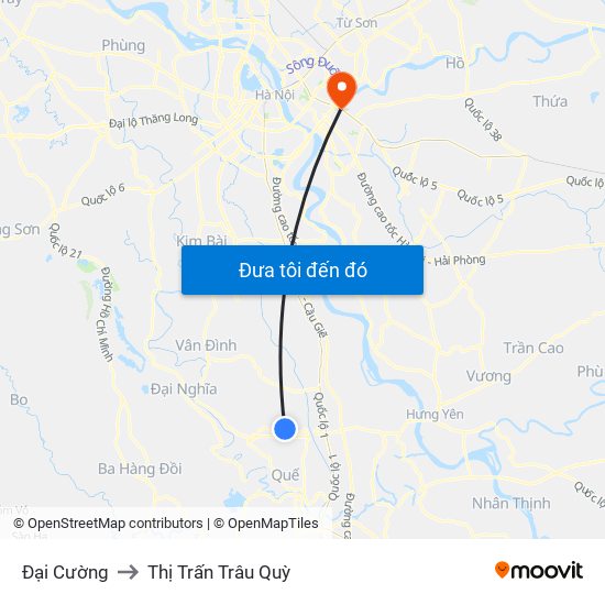 Đại Cường to Thị Trấn Trâu Quỳ map