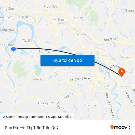 Sơn Đà to Thị Trấn Trâu Quỳ map