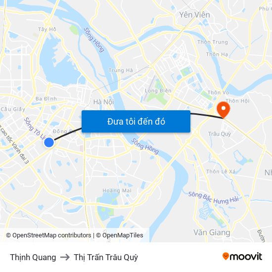 Thịnh Quang to Thị Trấn Trâu Quỳ map