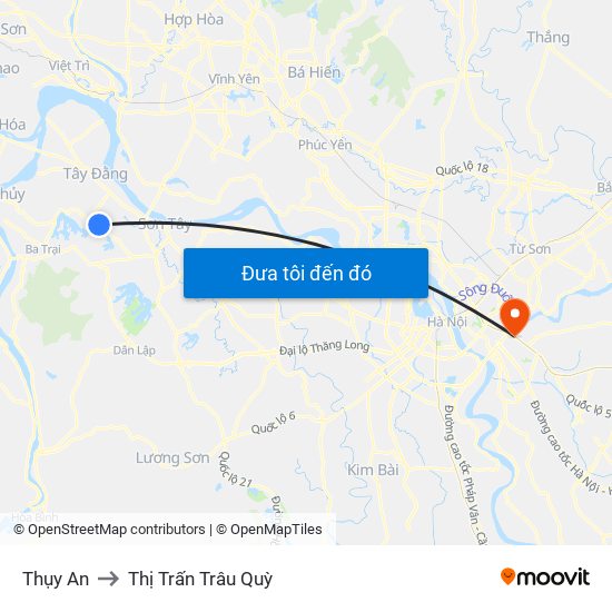 Thụy An to Thị Trấn Trâu Quỳ map