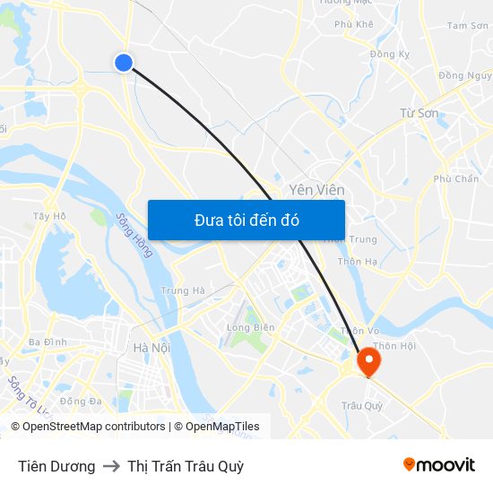 Tiên Dương to Thị Trấn Trâu Quỳ map