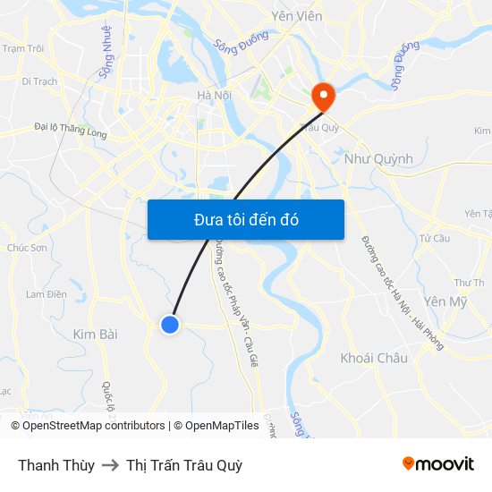 Thanh Thùy to Thị Trấn Trâu Quỳ map