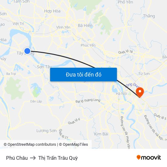 Phú Châu to Thị Trấn Trâu Quỳ map