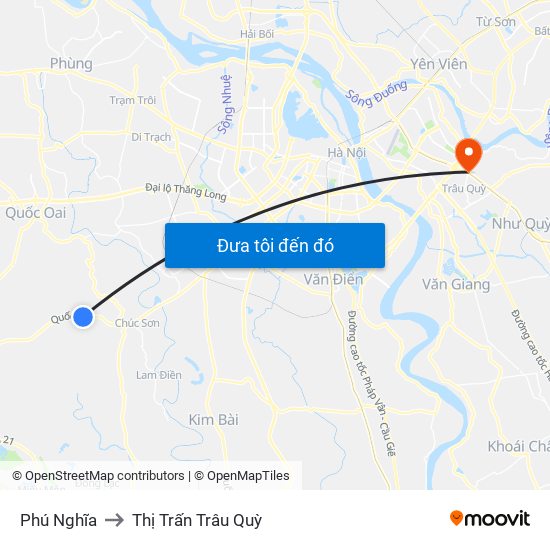 Phú Nghĩa to Thị Trấn Trâu Quỳ map