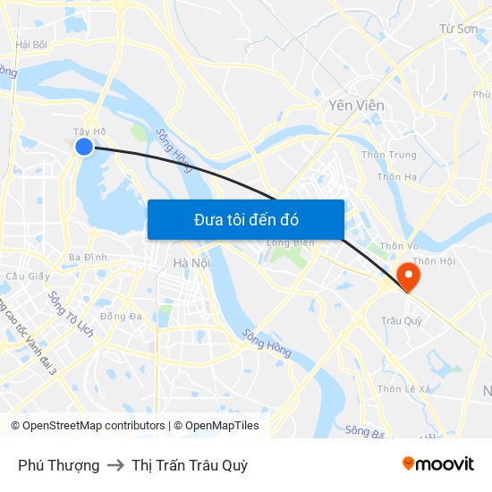 Phú Thượng to Thị Trấn Trâu Quỳ map