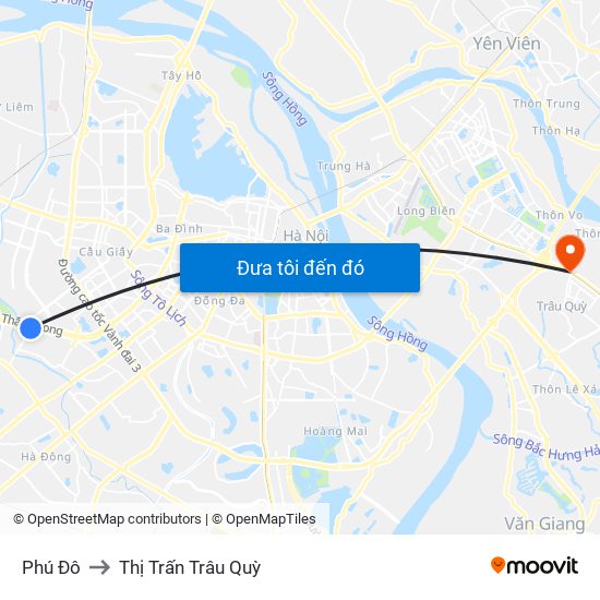 Phú Đô to Thị Trấn Trâu Quỳ map