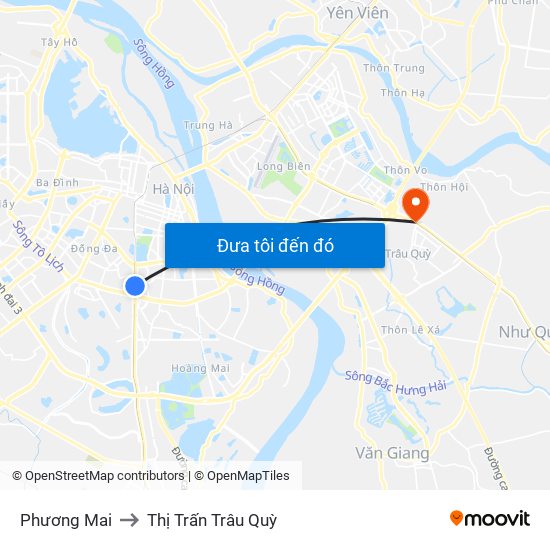 Phương Mai to Thị Trấn Trâu Quỳ map