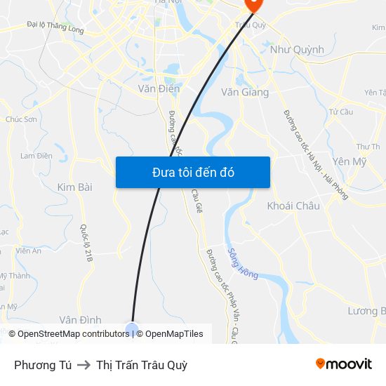 Phương Tú to Thị Trấn Trâu Quỳ map