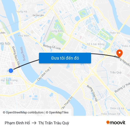 Phạm Đình Hổ to Thị Trấn Trâu Quỳ map