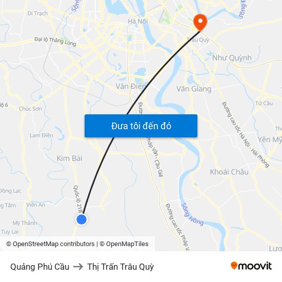 Quảng Phú Cầu to Thị Trấn Trâu Quỳ map