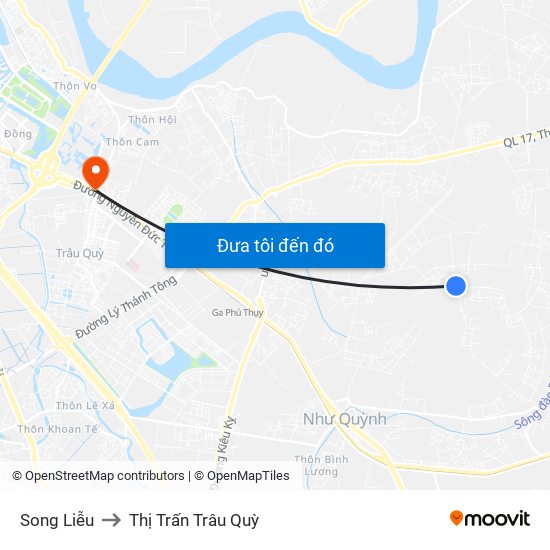 Song Liễu to Thị Trấn Trâu Quỳ map