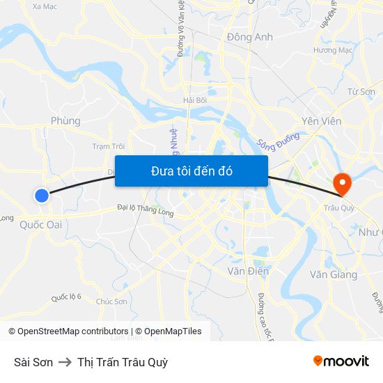 Sài Sơn to Thị Trấn Trâu Quỳ map