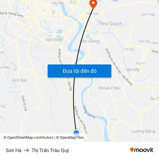 Sơn Hà to Thị Trấn Trâu Quỳ map