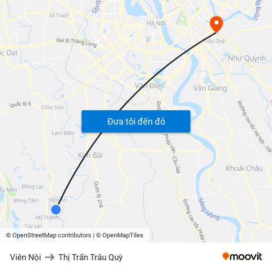 Viên Nội to Thị Trấn Trâu Quỳ map