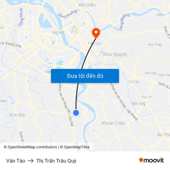 Vân Tảo to Thị Trấn Trâu Quỳ map