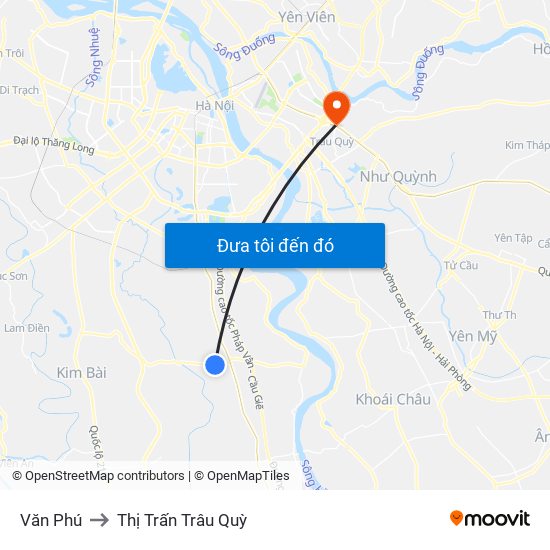 Văn Phú to Thị Trấn Trâu Quỳ map