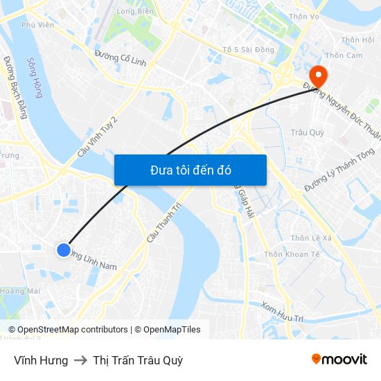 Vĩnh Hưng to Thị Trấn Trâu Quỳ map