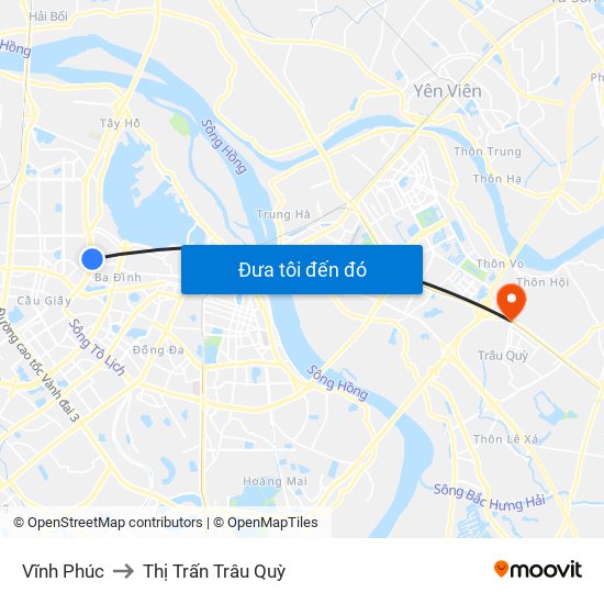 Vĩnh Phúc to Thị Trấn Trâu Quỳ map