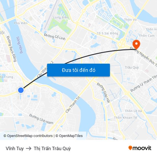 Vĩnh Tuy to Thị Trấn Trâu Quỳ map