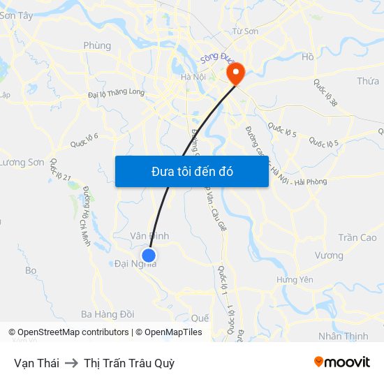 Vạn Thái to Thị Trấn Trâu Quỳ map