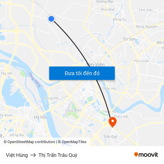Việt Hùng to Thị Trấn Trâu Quỳ map