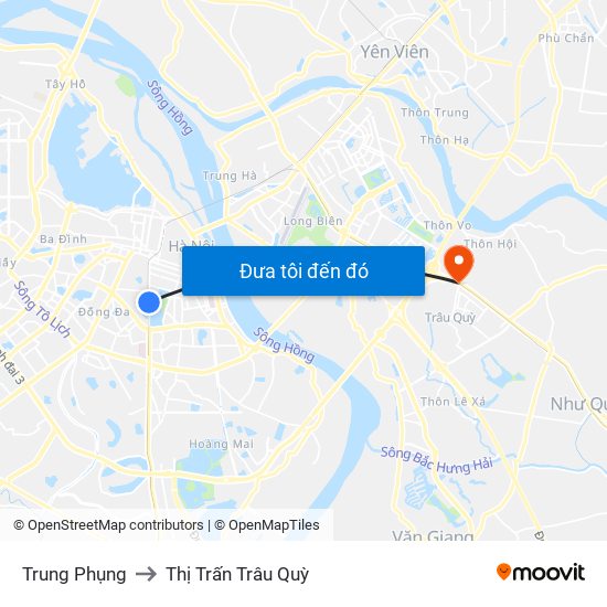 Trung Phụng to Thị Trấn Trâu Quỳ map