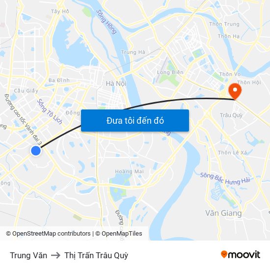 Trung Văn to Thị Trấn Trâu Quỳ map