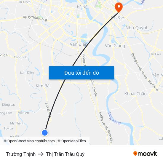 Trường Thịnh to Thị Trấn Trâu Quỳ map