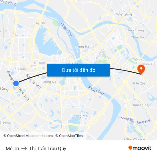 Mễ Trì to Thị Trấn Trâu Quỳ map