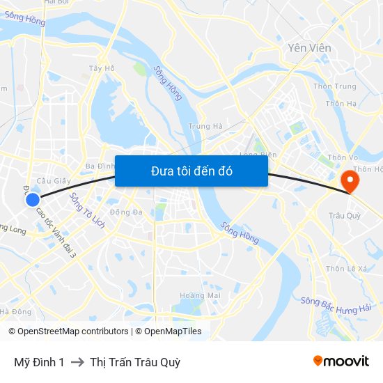 Mỹ Đình 1 to Thị Trấn Trâu Quỳ map