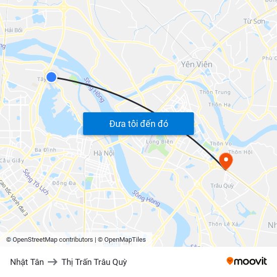 Nhật Tân to Thị Trấn Trâu Quỳ map