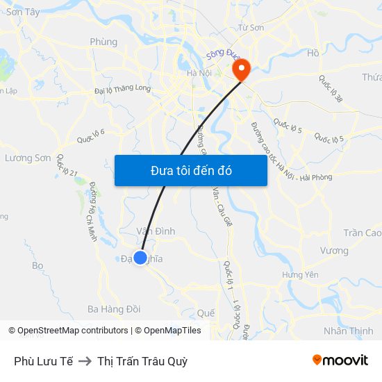 Phù Lưu Tế to Thị Trấn Trâu Quỳ map