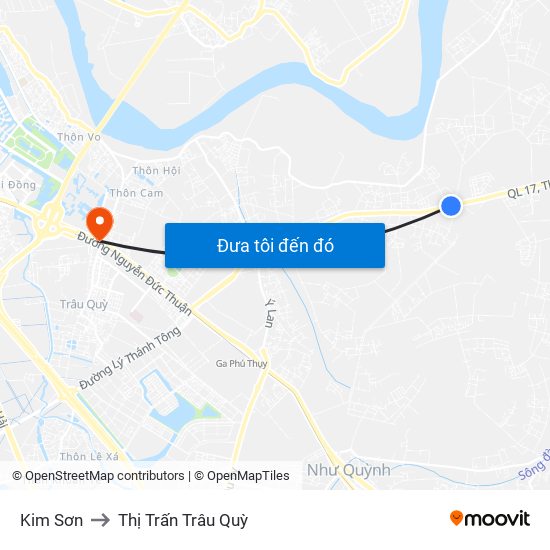 Kim Sơn to Thị Trấn Trâu Quỳ map